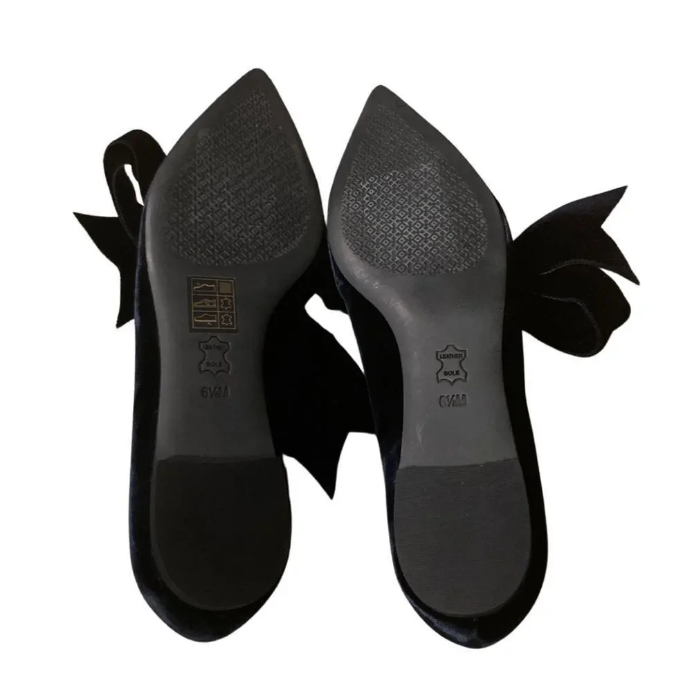 NIB Tory Burch Clara Oversized Bow Velvet Flats US 6.5